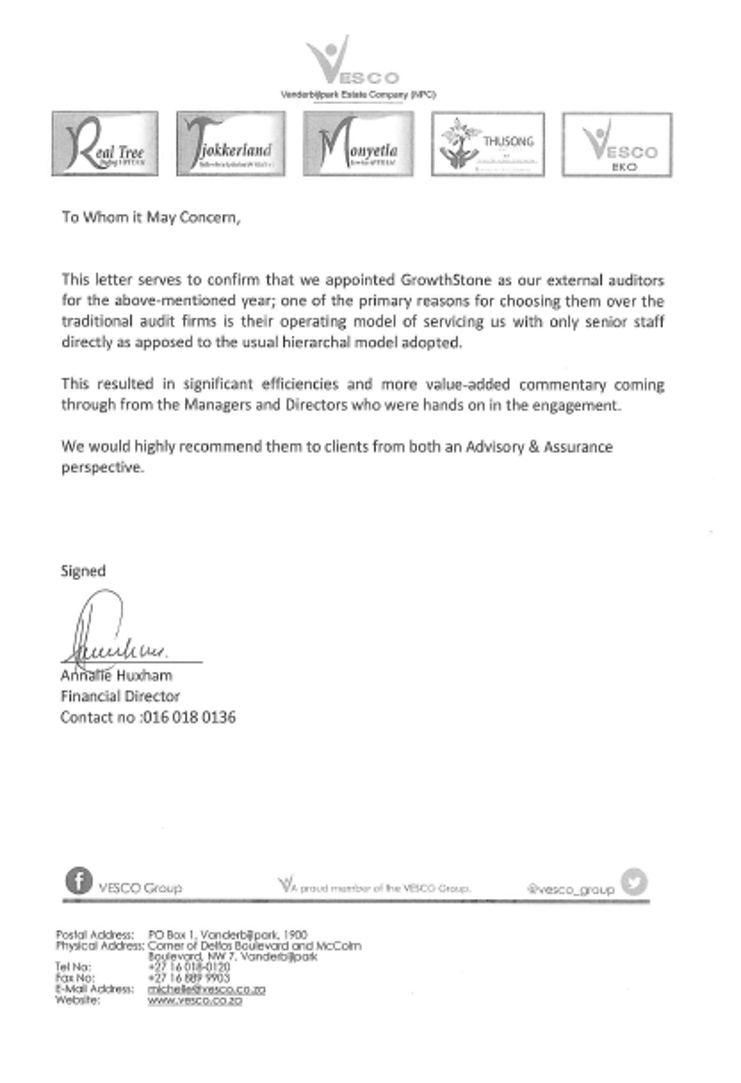 VESCO Reference Letter
